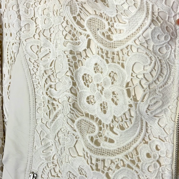 White Leather With Lace Jacket Size Large - Picture 4 of 11